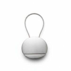 Modern Brushed Stainless Steel Oval Keychain With Wire Loop - Durable & Sleek De